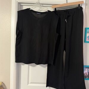 Black Sleeveless Top and Pants Set